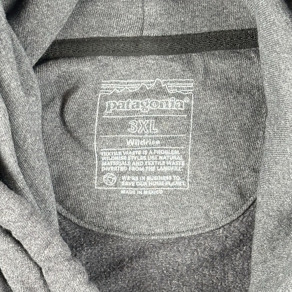 Patagonia Hoodie Men 3XL Gray Sweatshirt Pullover Wildrise Text Logo Recycled - Picture 5 of 10